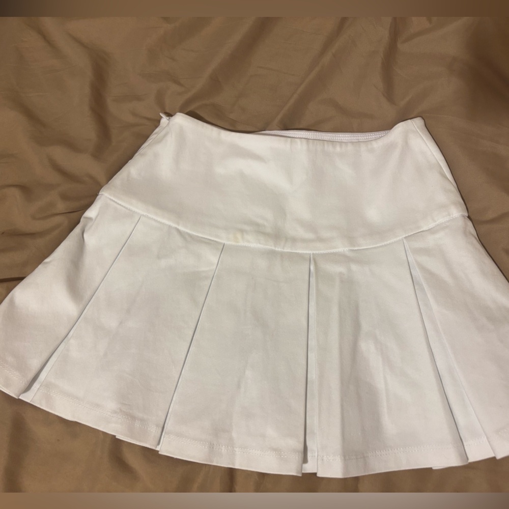 Garage White Pleated Mini Skirt